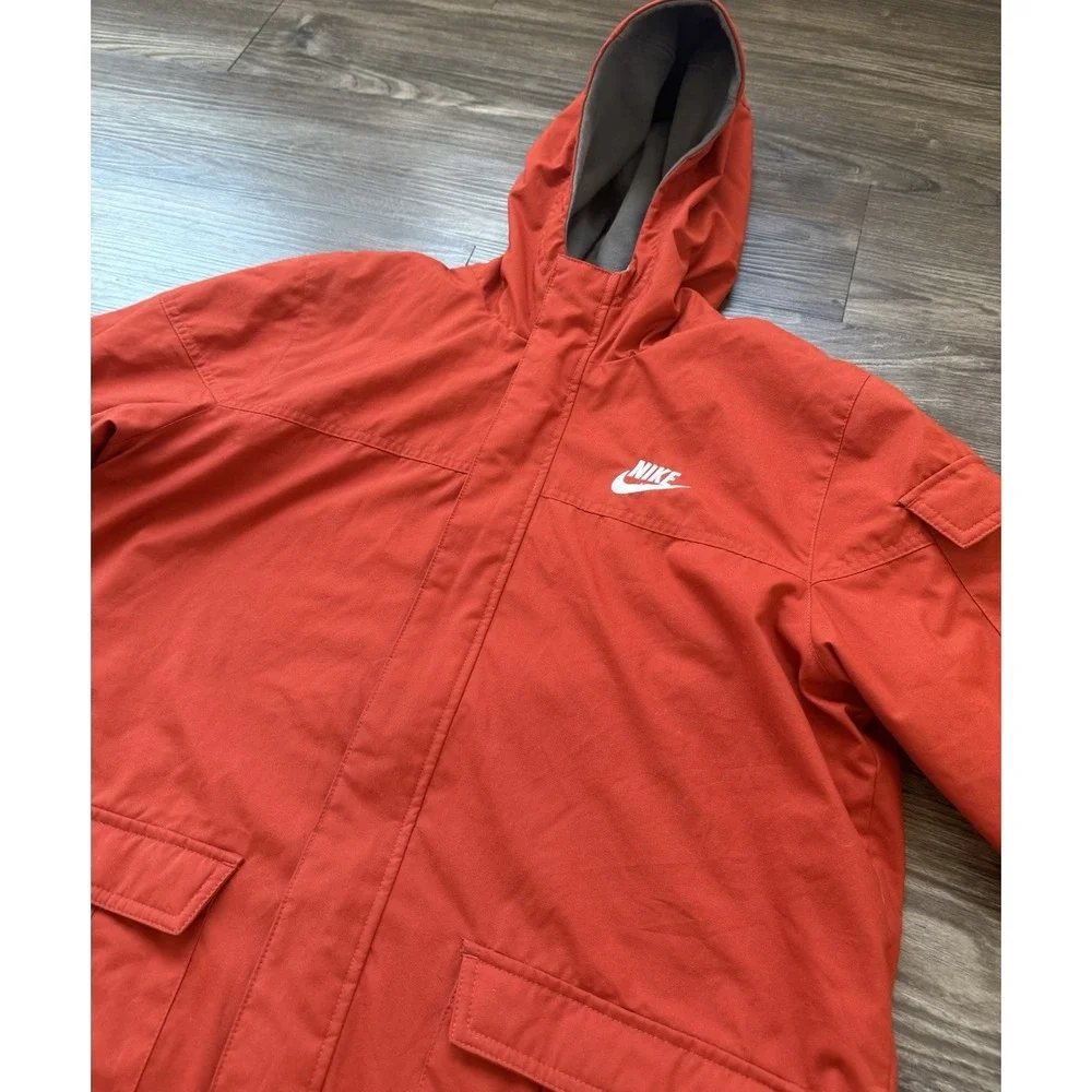 Kids Nike Sportswear‎ Jacket Coat Deep Orange Grey Reversible XL 14